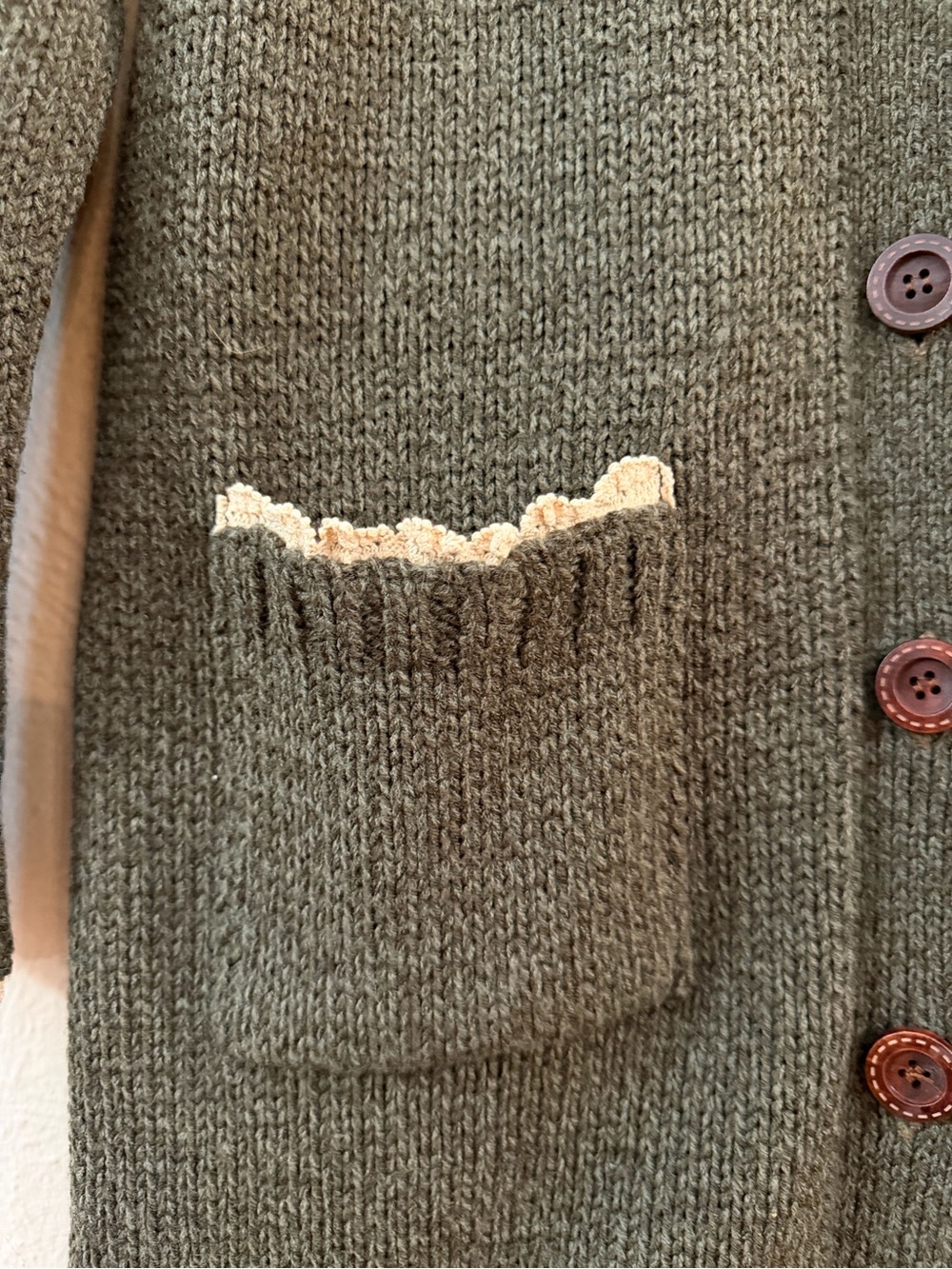 Caramel olive green boho long cardigan - Picture 6 of 8